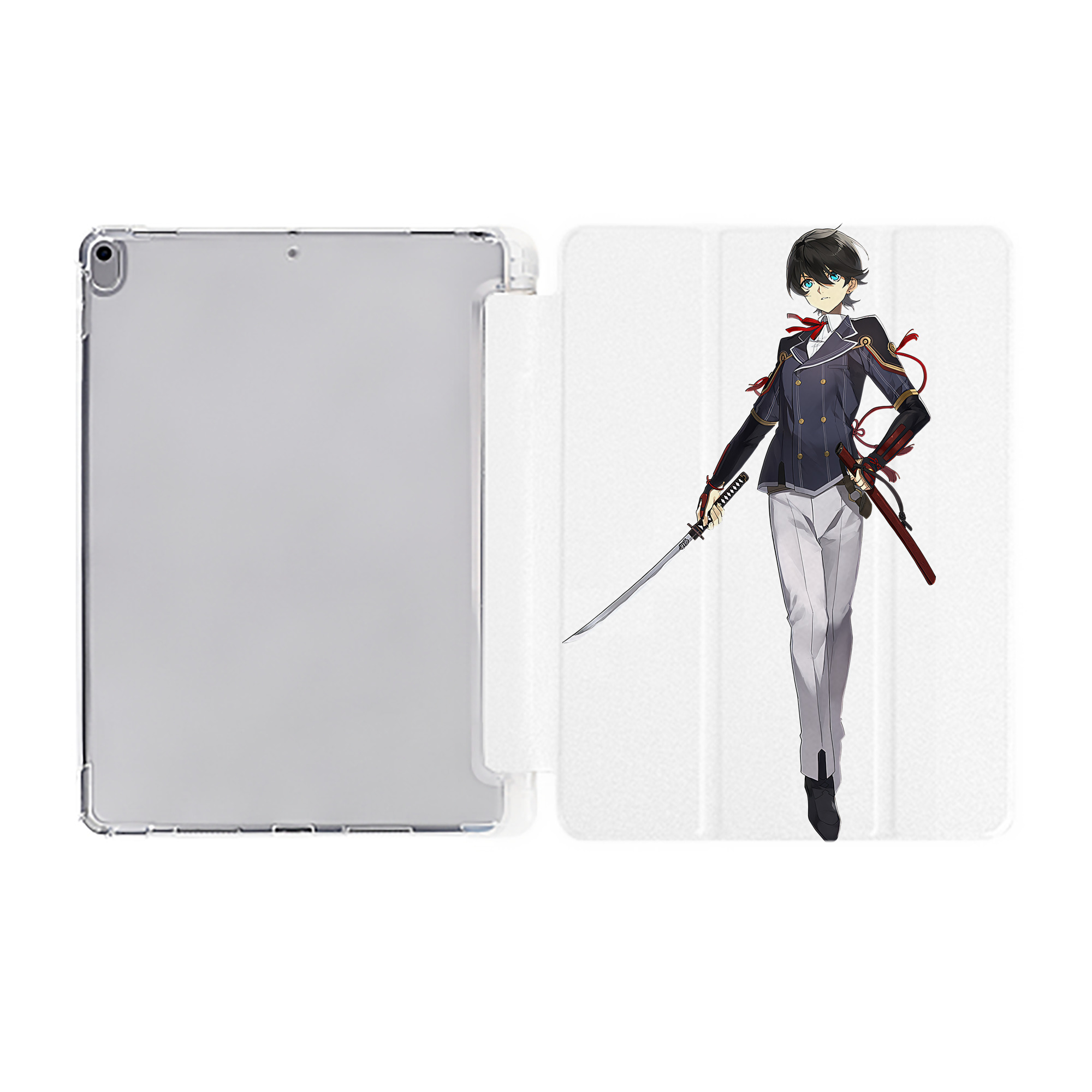（画像用） 刀剣乱舞 Touken Ranbu IPad ケース ペン収納付き 三つ折りスタンド PUレザー×シリコン 対応機種9.5/10.5/10.9インチ
